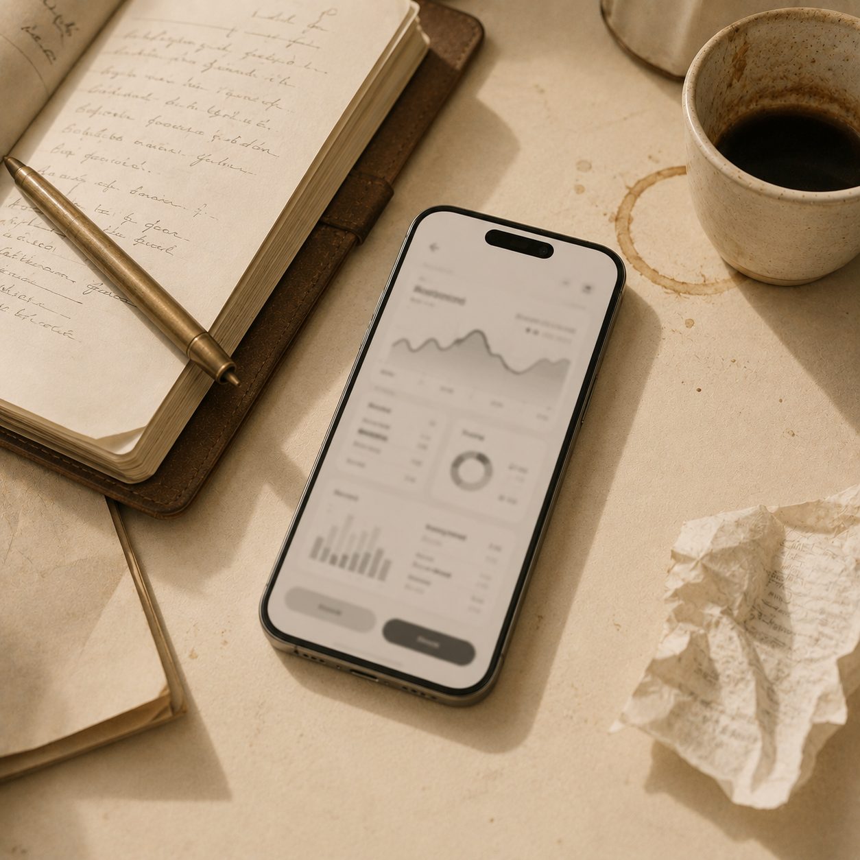 Phone wallet on a desk